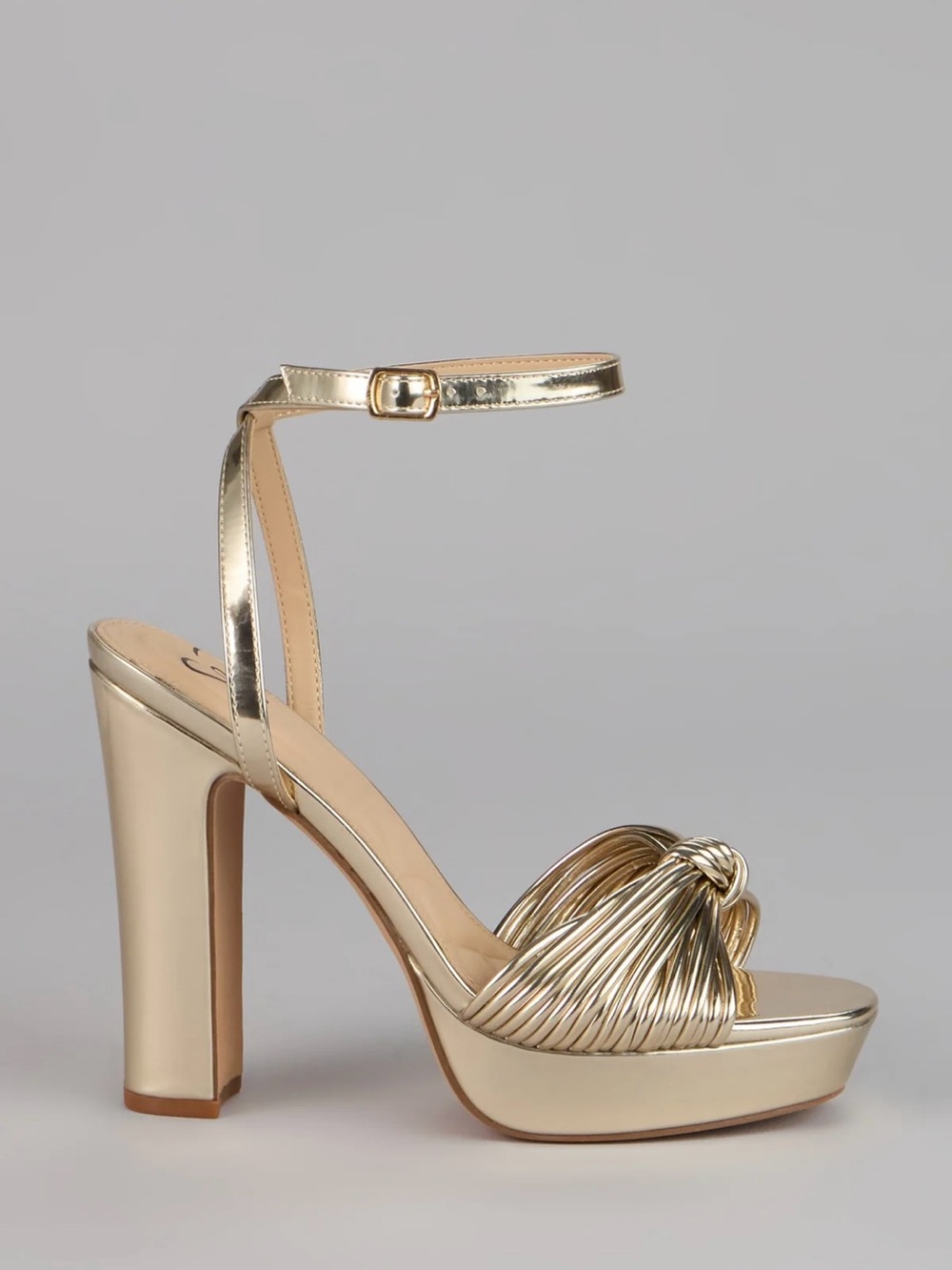 Metallic Gold Knotted Platform Sandals - Picture 3 of 6